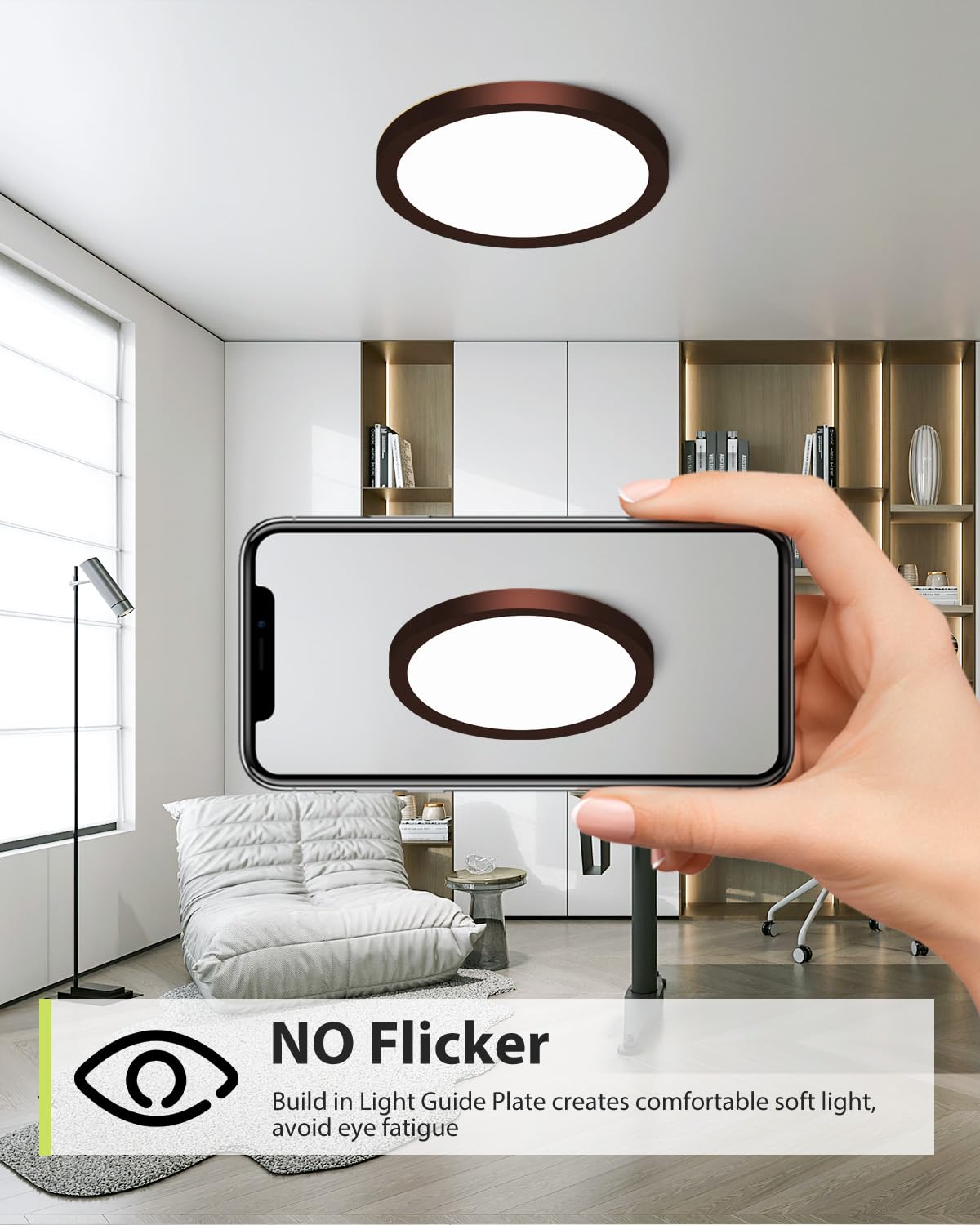 Hepside 4Pack Flush Mount Led Ceiling Light Fixture Oil Rubbed Bronze, 12Inch 28W, Dimmable 3000K-4500K-6000K 3 Color Ceiling La